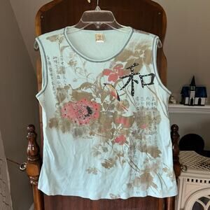 Jess & Jane Floral Print Sleeveless Blouse - Multicolor